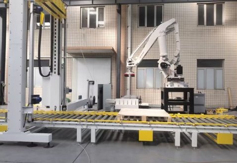 军工行业码垛缠绕打包包装线